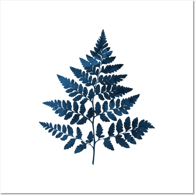 Navy Blue Fern Silhouette Wall Art by TheJollyMarten